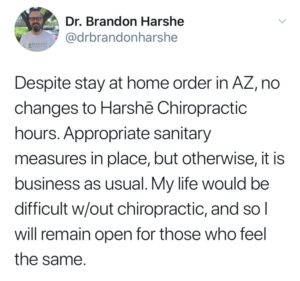 harshe chiropractic, brandon harshe, stay at home